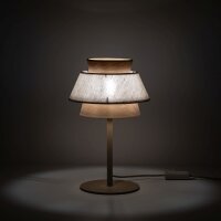 Tischleuchte Beige Natur Grau 38 cm E27 Ø24 cm Modern