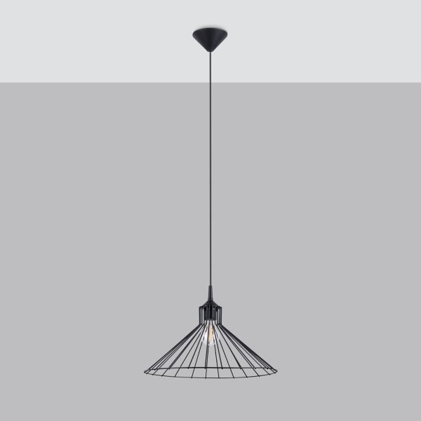 Hängelampe Industrie Schwarz Stahl E27 Ø40 cm Draht