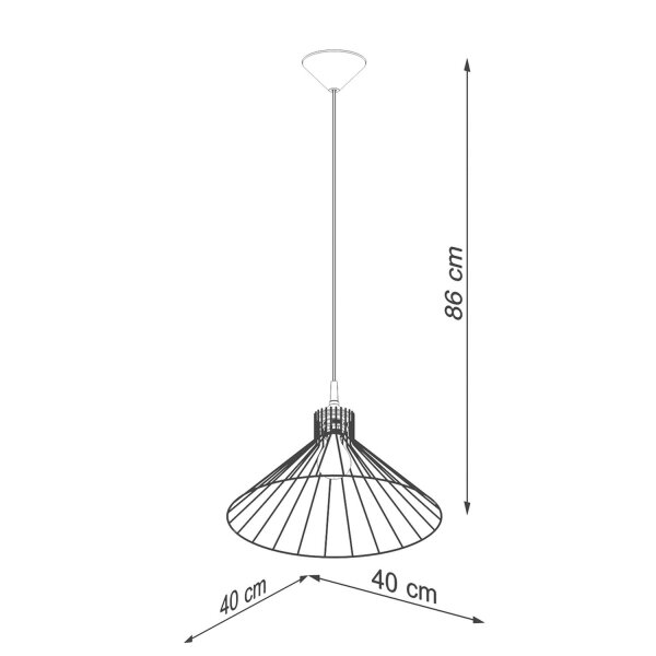 Hängelampe Industrie Schwarz Stahl E27 Ø40 cm Draht