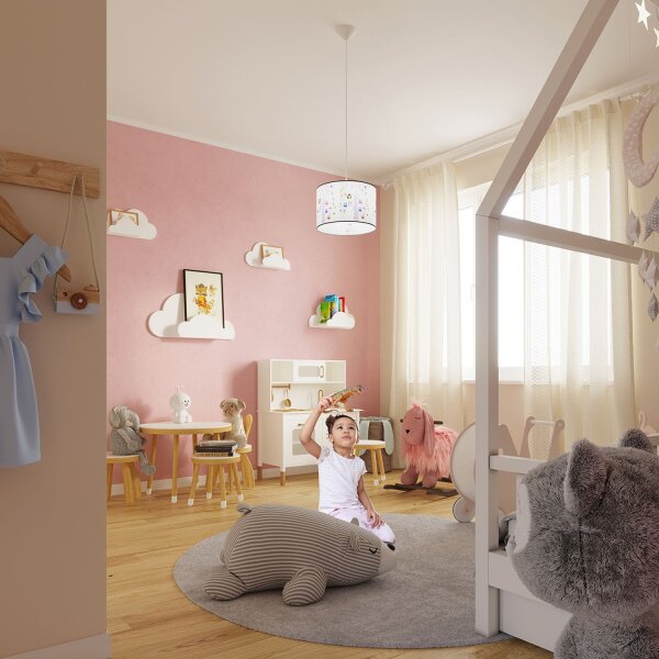 Hängelampe Kinder Eulen Jungen Mädchen E27 Ø40 cm rund