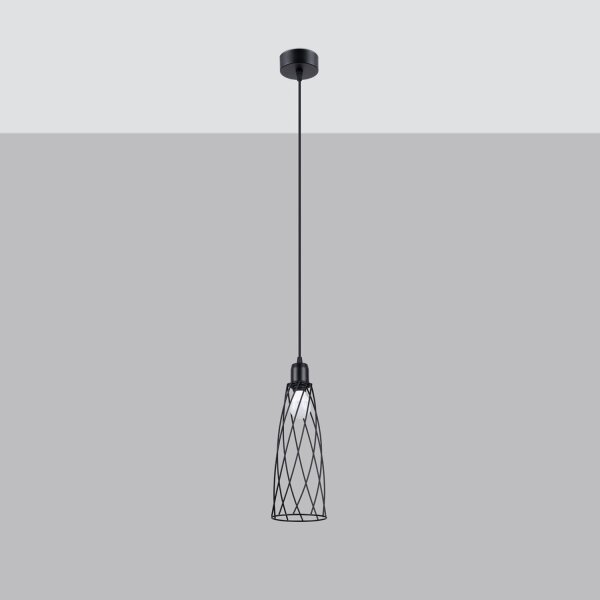 Pendelleuchte Industrie Schwarz Stahl Ø12 cm rund E14