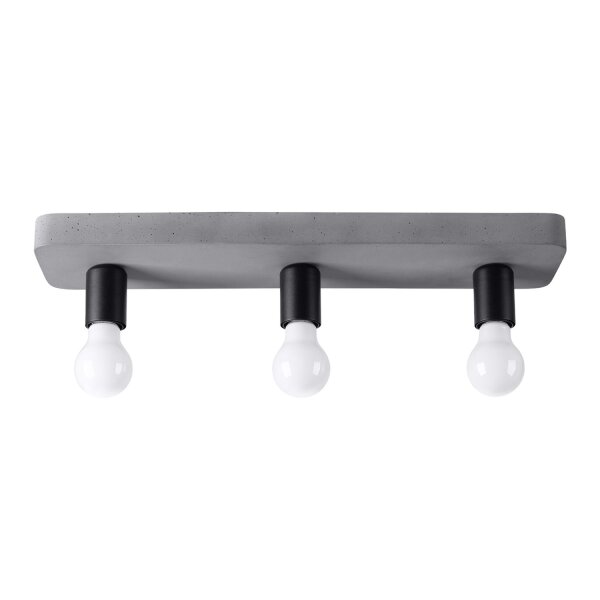 Deckenleuchte Beton Industrie E27 3-flammig L:55 cm