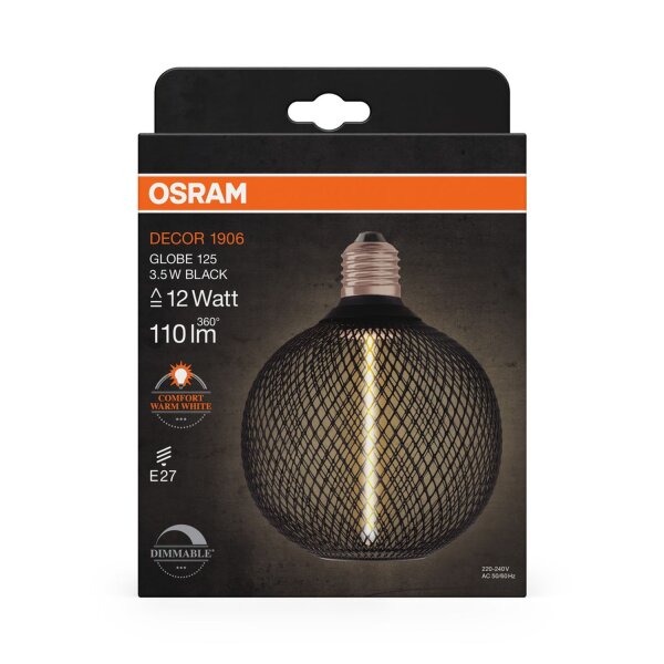 LED Leuchtmittel E27 1800 K 110 lm Schwarz Ø 12,5 cm OSRAM