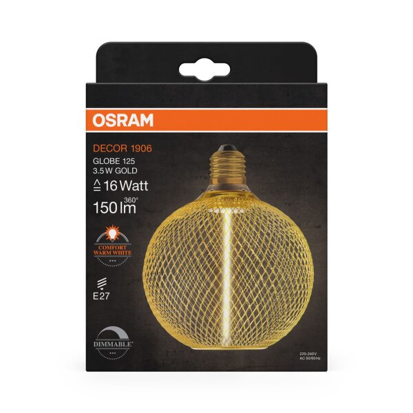 LED Leuchtmittel E27 in Gold 1800 K 150 lm Ø 12,5 cm OSRAM