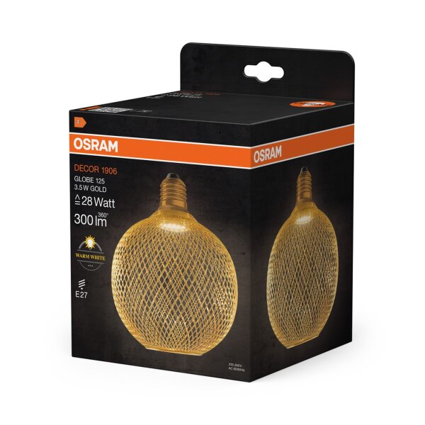LED Leuchtmittel rund Ø 12,5cm E27 in Gold 2700K 300lm OSRAM