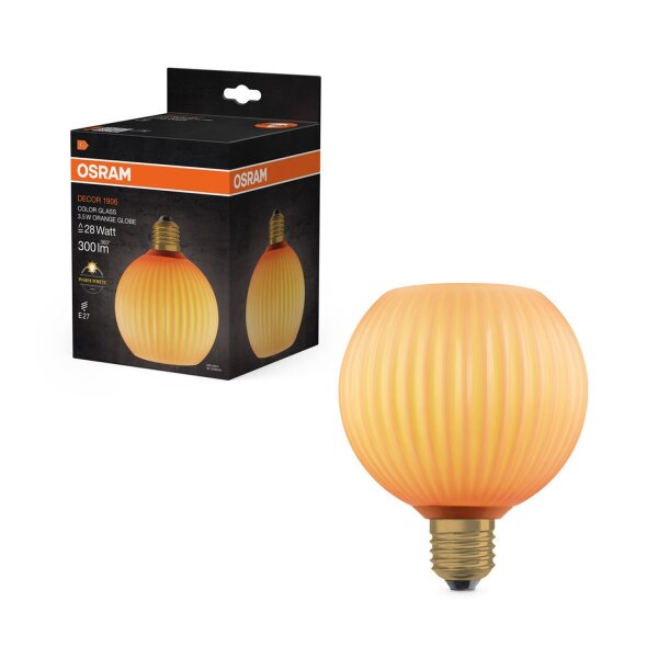 LED Leuchtmittel E27 Orange Glas Ø 12,5cm 2700K 300lm OSRAM