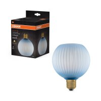 LED Leuchtmittel rund Ø 12,5 cm Glas E27 Blau 2700...