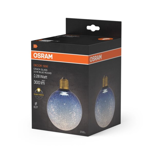 Deko Leuchtmittel LED E27 2700 K 300 lm Glas Blau OSRAM