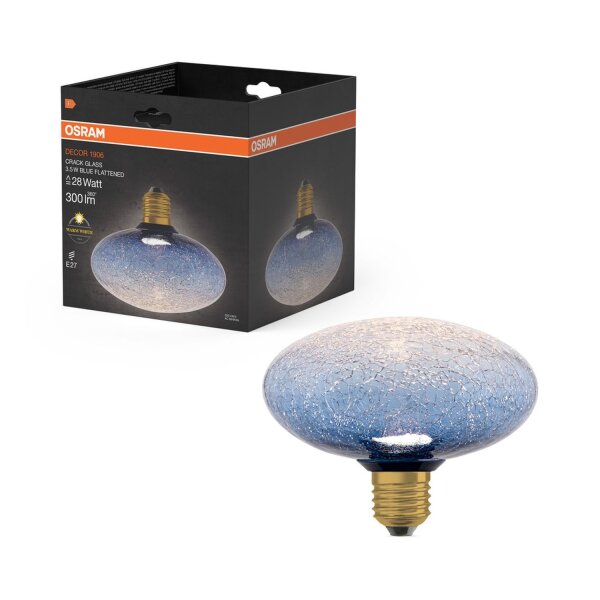 LED Leuchtmittel Deko Crackeld Glas Blau E27 2700 K OSRAM