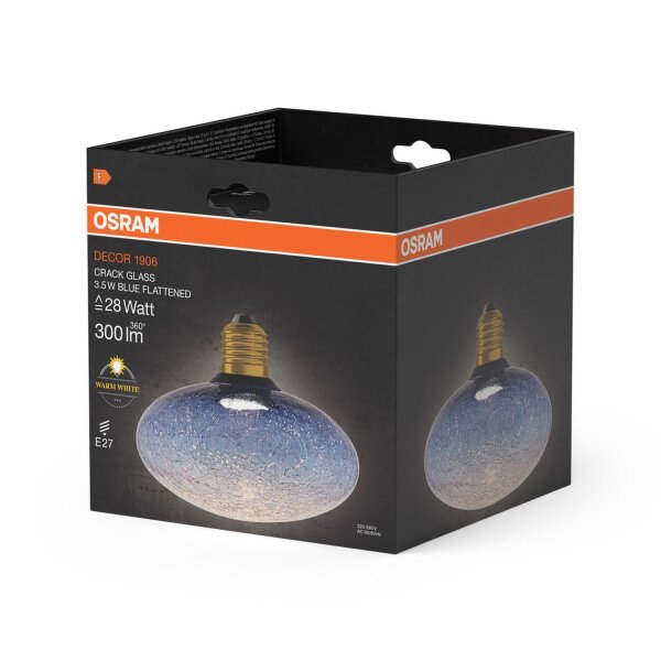 LED Leuchtmittel Deko Crackeld Glas Blau E27 2700 K OSRAM