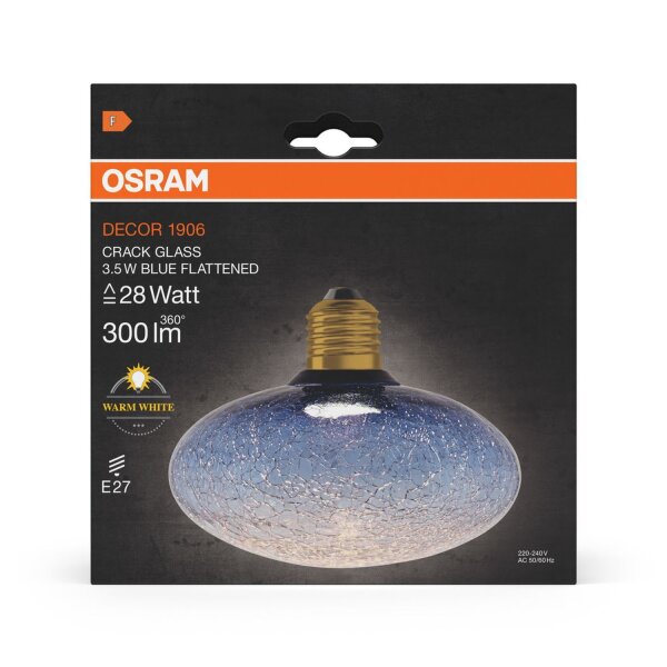 LED Leuchtmittel Deko Crackeld Glas Blau E27 2700 K OSRAM