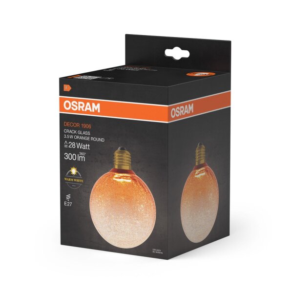 OSRAM LED Leuchtmittel E27 2700 K 300 lm Glas Orange Deko