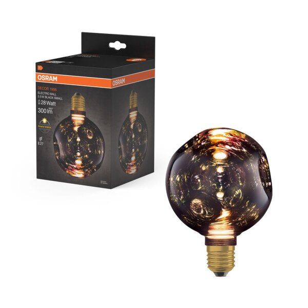 LED Leuchtmittel Glas Schwarz Ø 12,5cm E27 2700K 300lm OSRAM