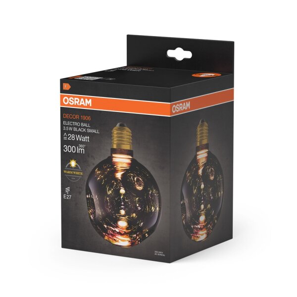 LED Leuchtmittel Glas Schwarz Ø 12,5cm E27 2700K 300lm OSRAM