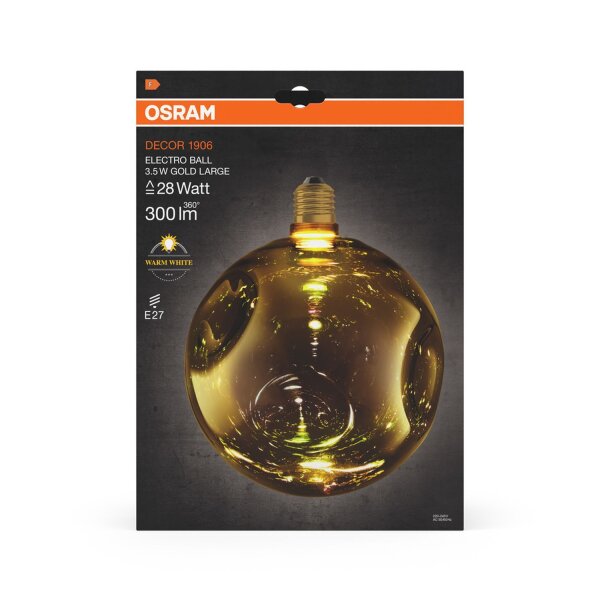 LED Leuchtmittel E27 Ø 20 cm Glas in Gold 2700 K 300 lm OSRAM