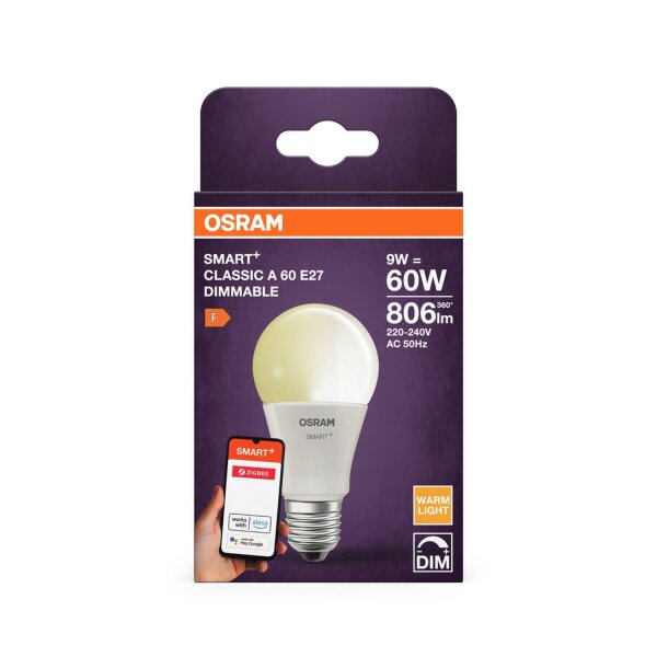 LED Leuchtmittel E27 Dimmbar via App Ø 6cm 2700K 806lm OSRAM