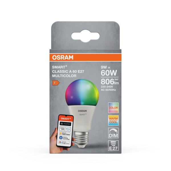 LED Leuchtmittel E27 RGB CCT 806 lm Dimmbar Smart OSRAM