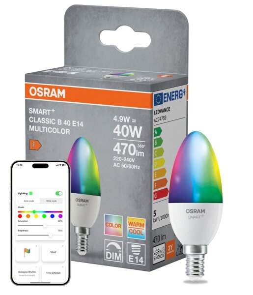 LED Leuchtmittel E14 RGB CCT Smart Kerzenform OSRAM