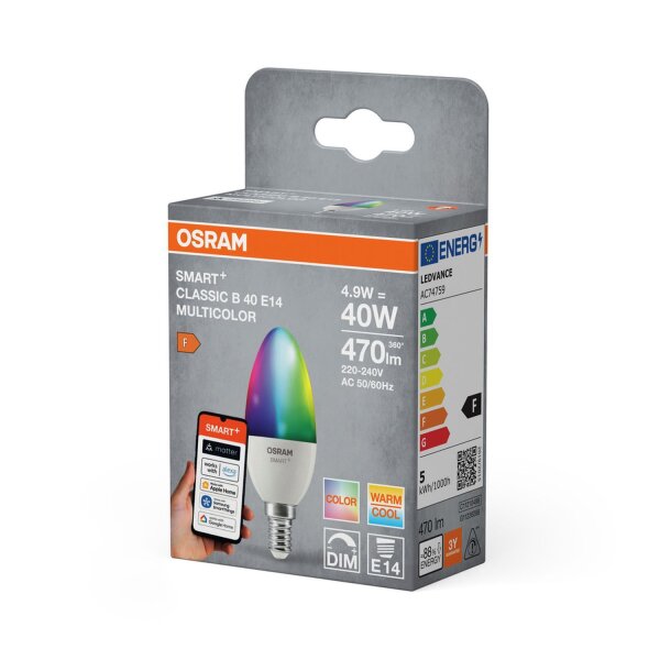 LED Leuchtmittel E14 RGB CCT Smart Kerzenform OSRAM