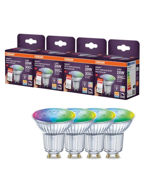 LED Leuchtmittel GU10 RGB CCT 300 lm Smart 4er Set OSRAM