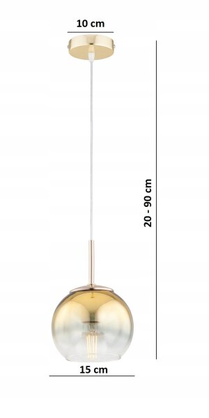 Pendelleuchte Glas Metall Gold E27 Ø15 cm Modern