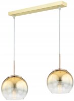 Pendelleuchte 2-flammig Glas Metall Gold E27 L:40 cm