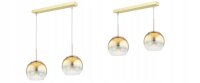 Pendelleuchte 2-flammig Glas Metall Gold E27 L:40 cm