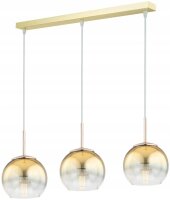 Pendelleuchte 3-flammig Metall Glas Gold E27 L:60 cm