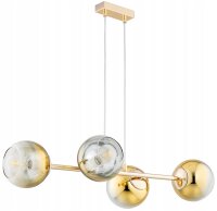 Pendelleuchte 4-flammig Glas Metall Gold E27 L:75 cm