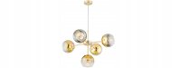 Pendelleuchte 5-flammig Glas Metall Gold E27 L:60 cm