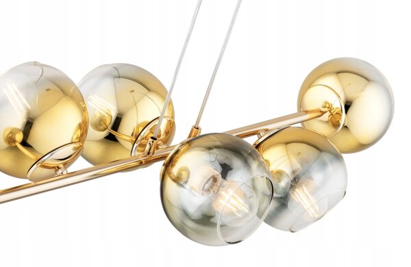 Deckenleuchte 4-flammig Glas Metall Gold E27 L:80 cm