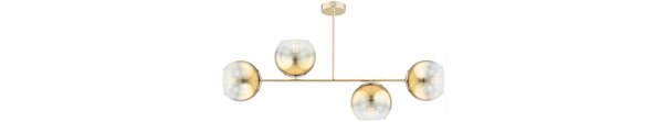 Deckenleuchte 4-flammig Glas Metall Gold E27 L:80 cm