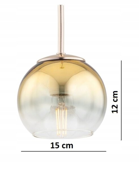 Deckenleuchte 4-flammig Glas Metall Gold E27 L:80 cm