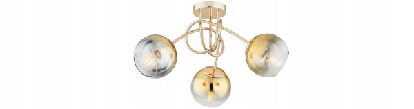 Deckenleuchte 3-flammig Glas Gold E27 B:50 cm blendarm