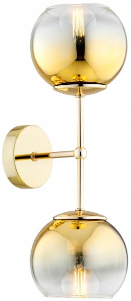 Wandleuchte Up Down 2-flammig Glas Gold E27 H:40 cm