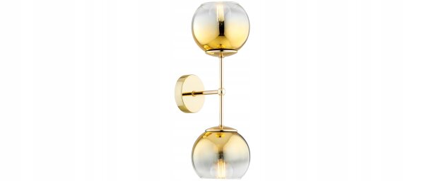 Wandleuchte Up Down 2-flammig Glas Gold E27 H:40 cm