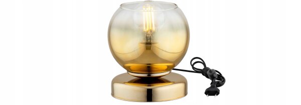 Tischleuchte Glas Gold E27 H:16 cm Modern wohnlich