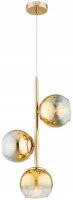Pendelleuchte 3-flammig Glas Metall Gold E27 B:30 cm
