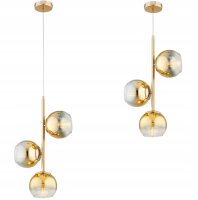 Pendelleuchte 3-flammig Glas Metall Gold E27 B:30 cm