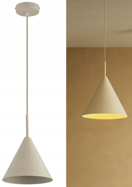 Hängelampe Metall Beige Kegel E27 B:19 cm Modern