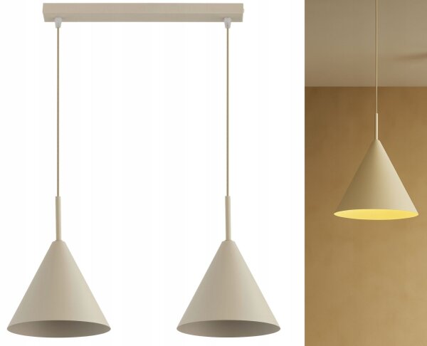 Pendelleuchte 2-flammig Beige E27 L:50 cm Modern