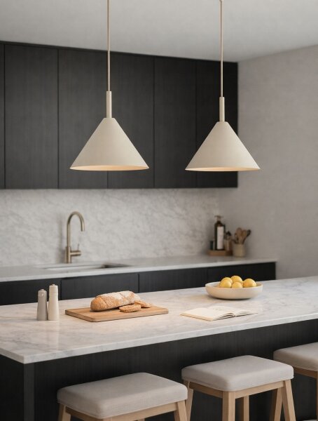Pendelleuchte 2-flammig Beige E27 L:50 cm Modern