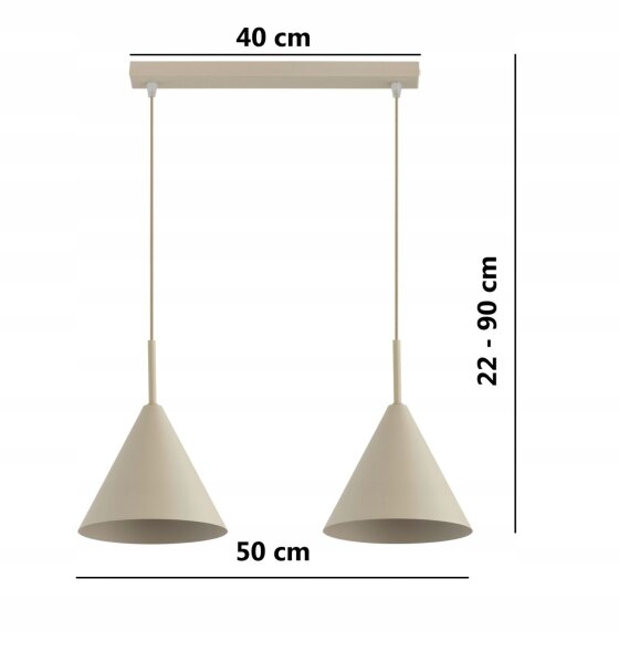 Pendelleuchte 2-flammig Beige E27 L:50 cm Modern
