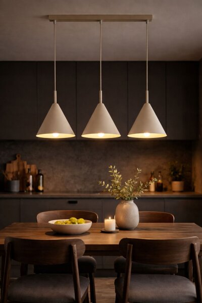 Pendelleuchte 3-flammig Beige E27 L:70 cm Modern