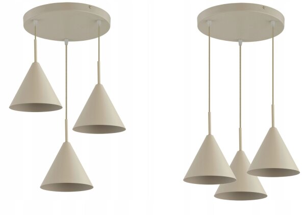 Pendelleuchte 3-flammig Metall Beige E27 B:40 cm Modern