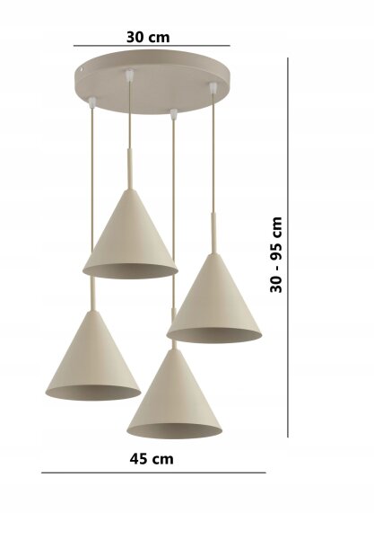 Hängelampe 4-flammig Beige Metall E27 B:40 cm Modern