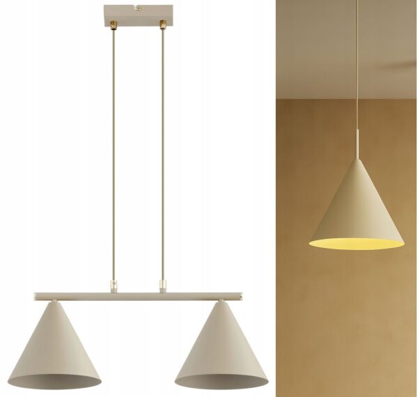 Pendelleuchte 2-flammig Beige E27 L:55 cm Modern