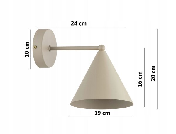 Wandleuchte mit Arm Metall Beige E27 T:24 cm wohnlich