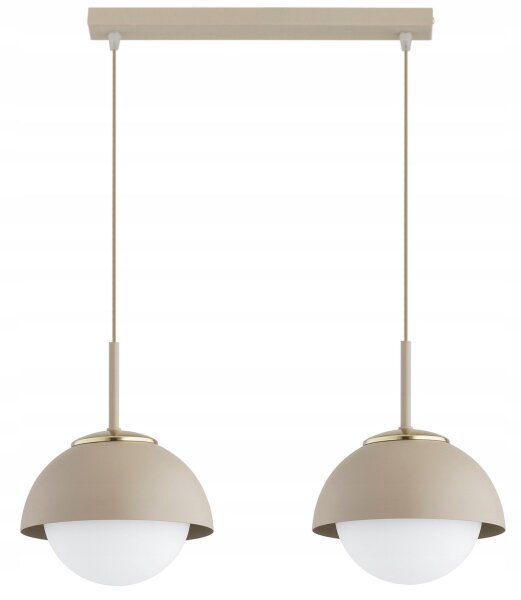 Pendelleuchte 2-flammig Glas Metall Beige E27 40 cm