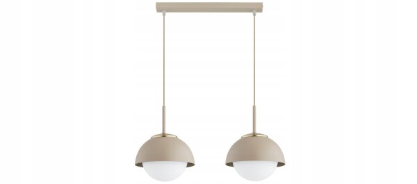 Pendelleuchte 2-flammig Glas Metall Beige E27 40 cm